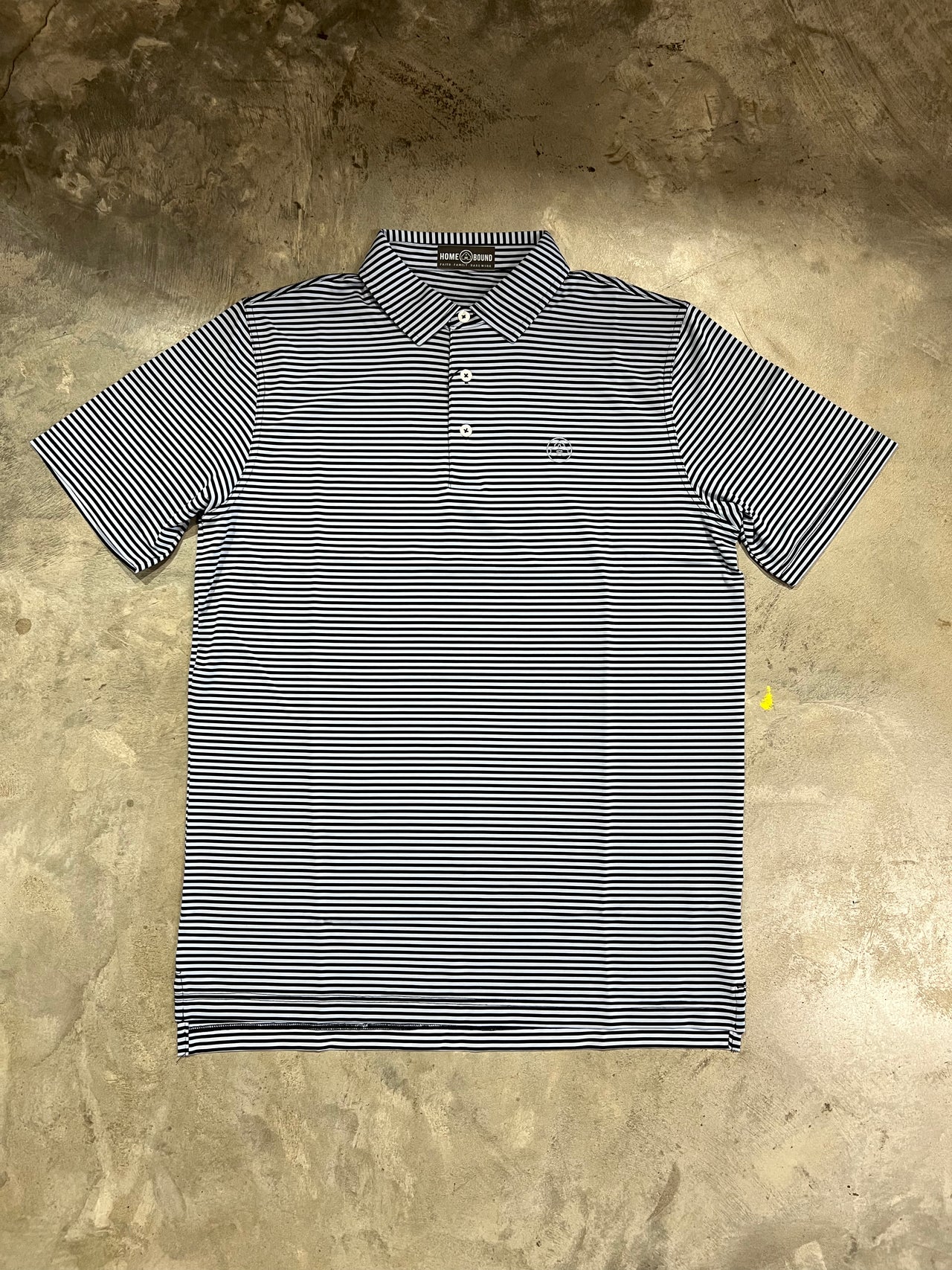 Home Bound Arctic & Black Striped Performance Polo