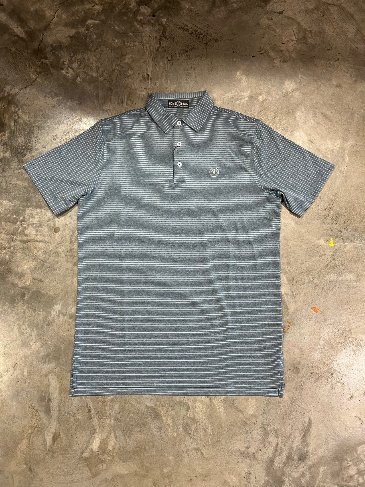 Home Bound Bluefin & Dew Striped Performance Polo