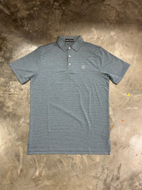 Thumbnail for Home Bound Bluefin & Dew Striped Performance Polo