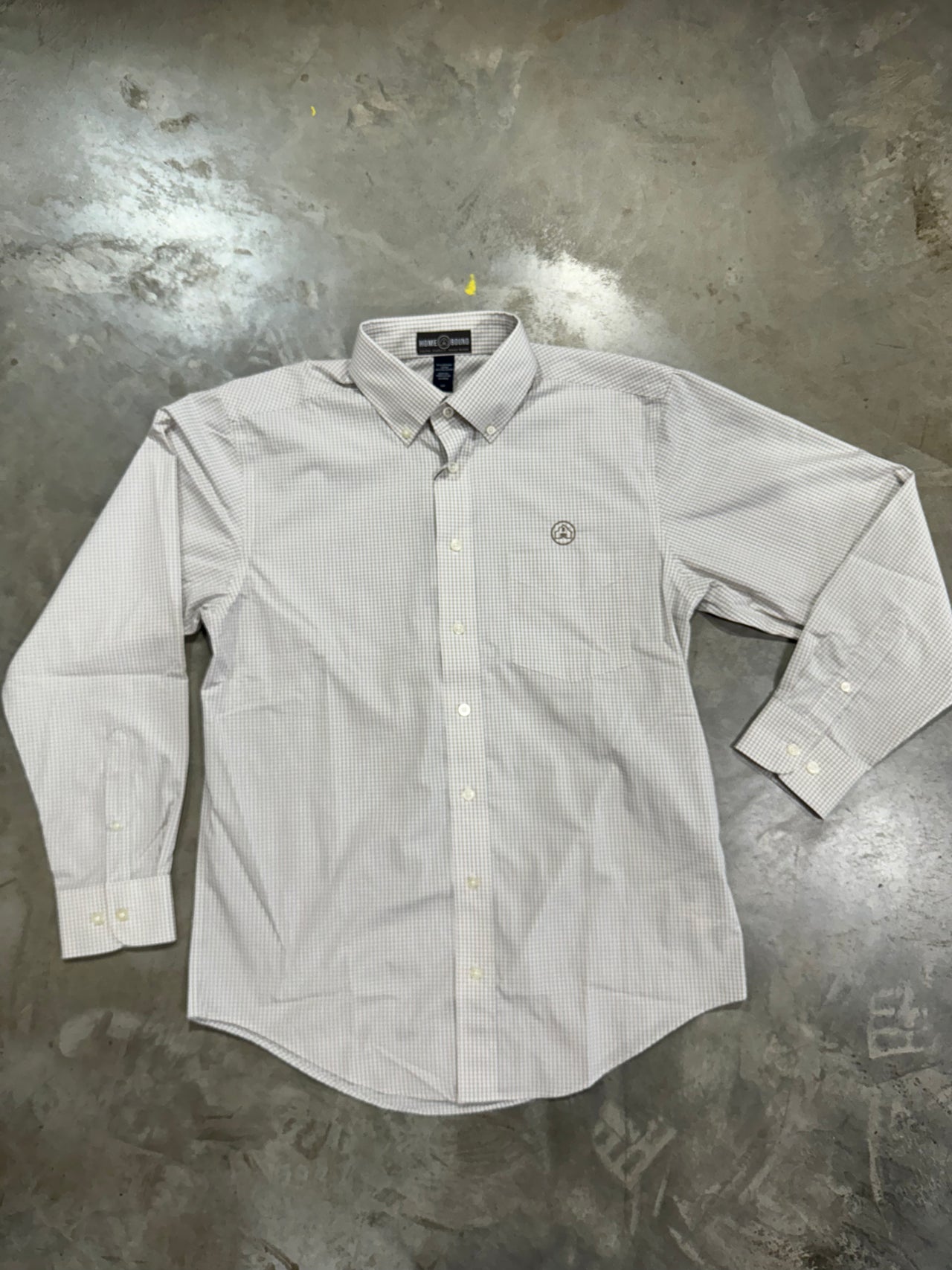 Home Bound Oatmeal Small Check Button Down Shirt