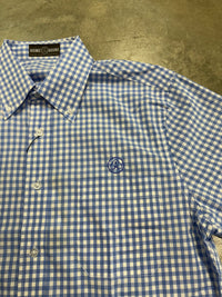 Thumbnail for Home Bound Light Blue Gingham Performance Button Down Shirt