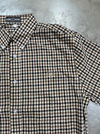 Thumbnail for Home Bound Black & Brown Gingham Check Cotton Button Down Shirt