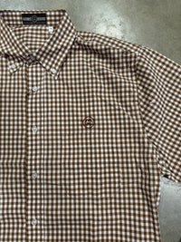 Thumbnail for Home Bound Brown Gingham Check Cotton Button Down Shirt