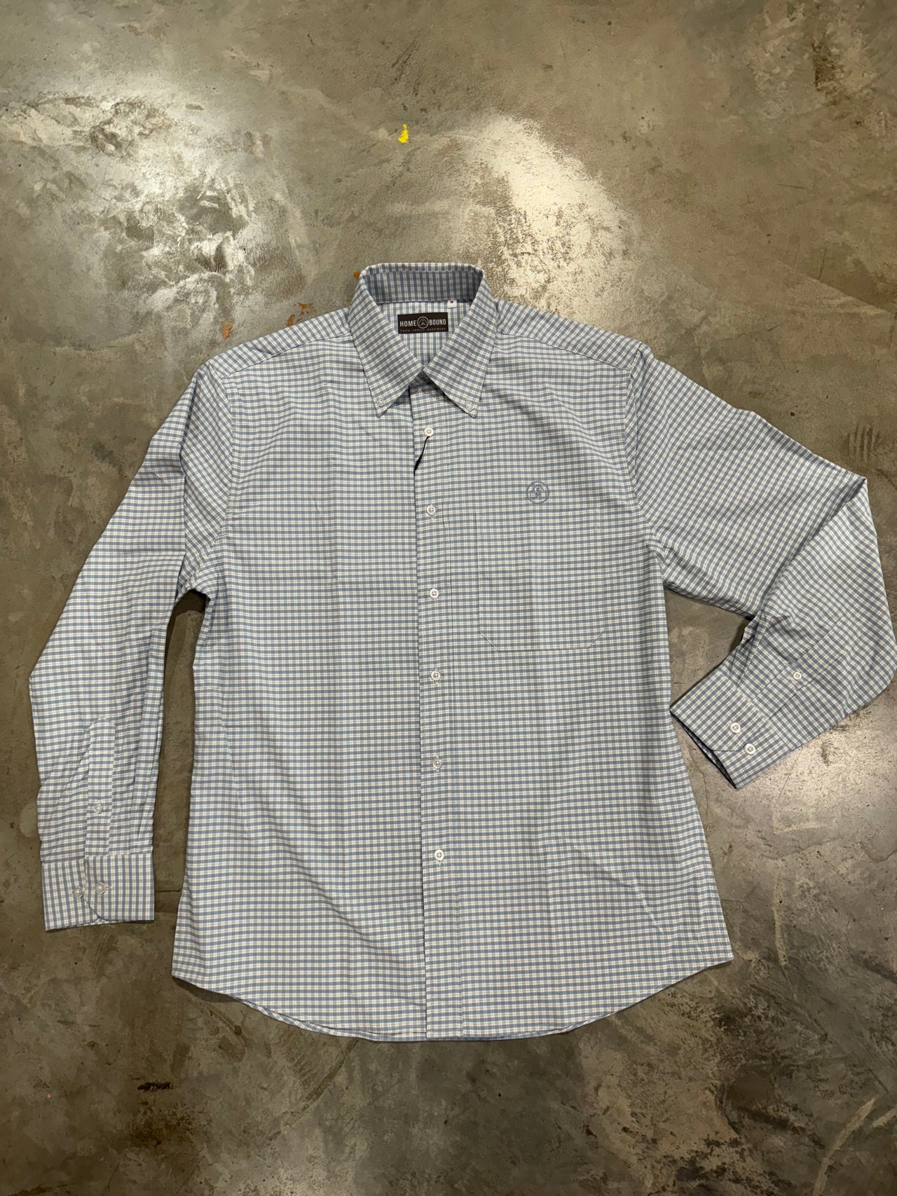 Home Bound Grey Gingham Check Performance Button Down