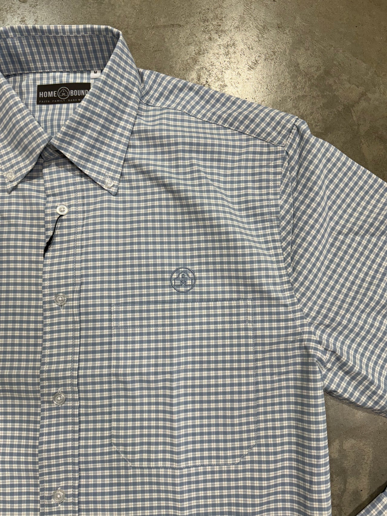 Home Bound Grey Gingham Check Performance Button Down