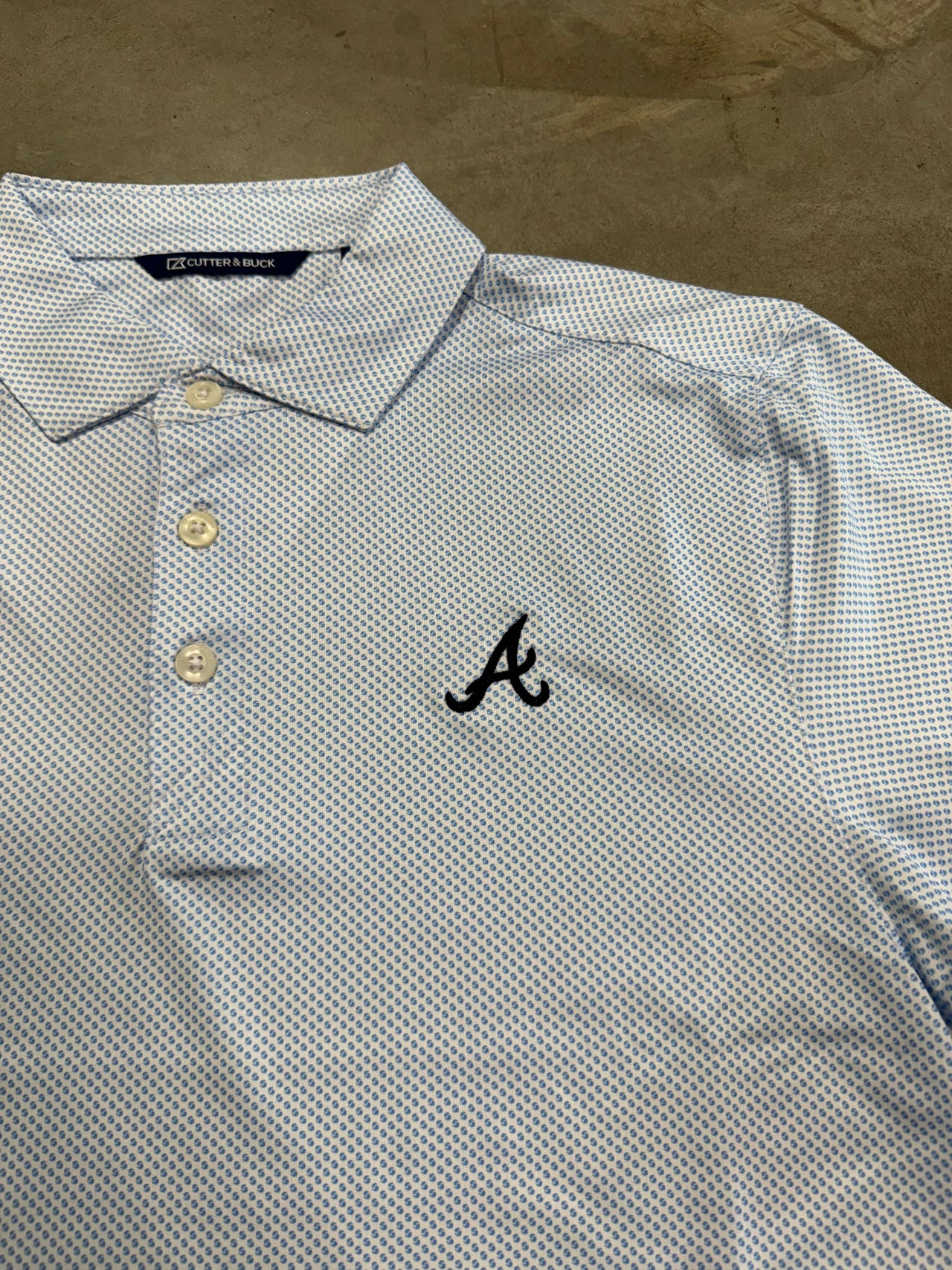 Atlanta Braves Classic Light Blue Pike Printed Performance Polo