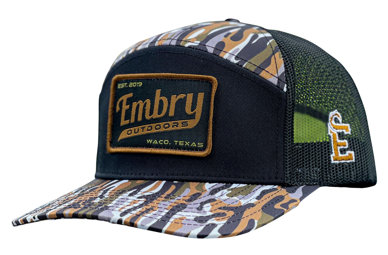 Ranch 7 Panel "Retro" Cap - Black/Ranch Camo