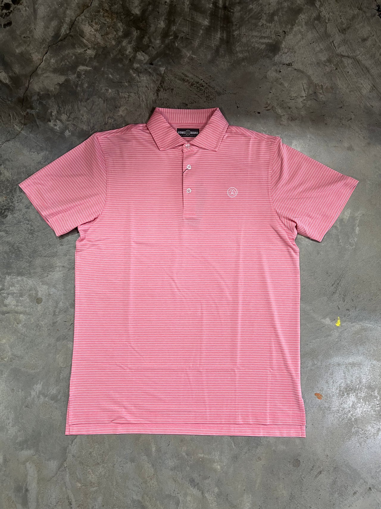 Home Bound Pink & White Striped Performance Polo