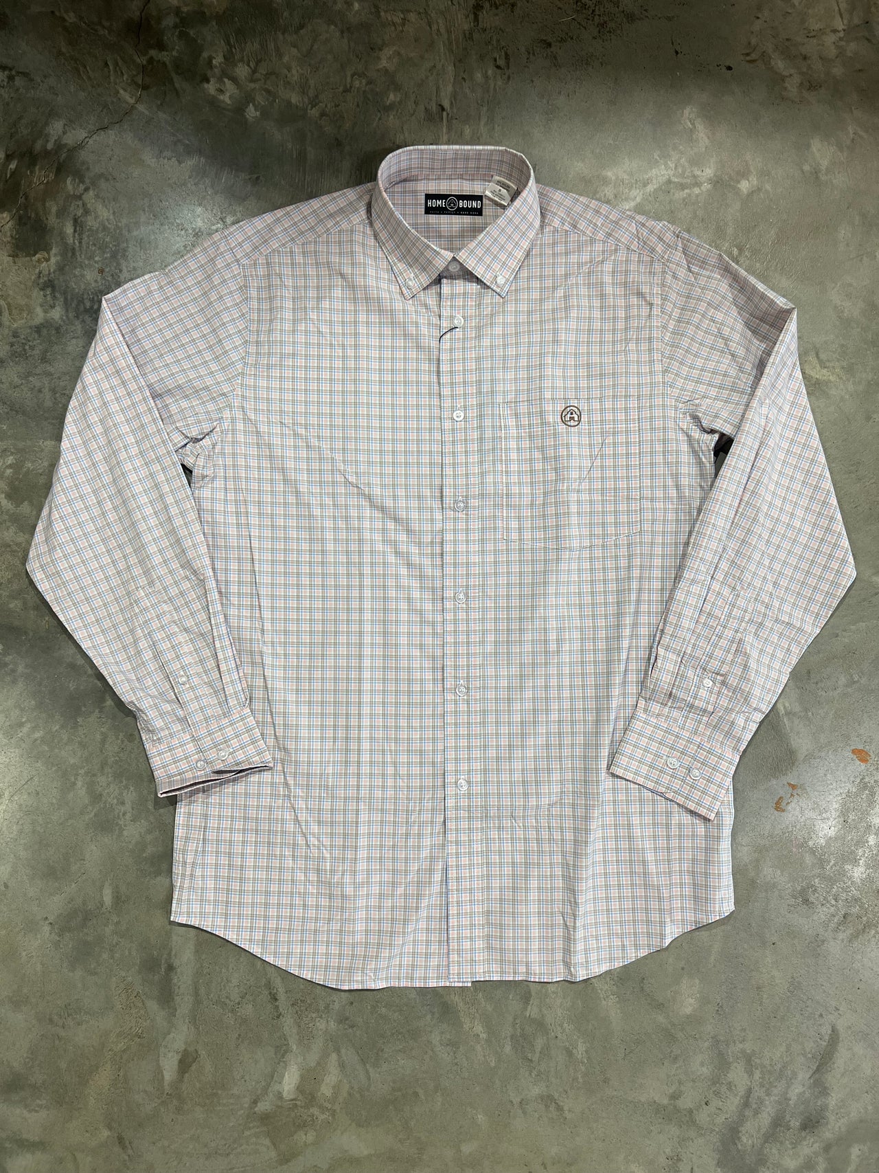 Home Bound LS Button Down - Pink/Blue/Tan