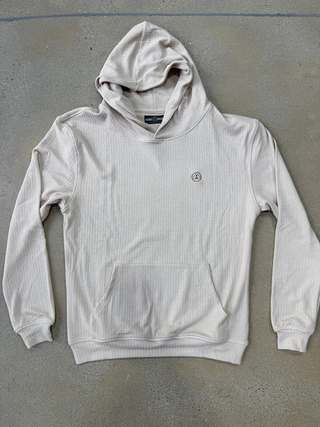 Home Bound Waffle Textured Lightweight Hoodie – Beige