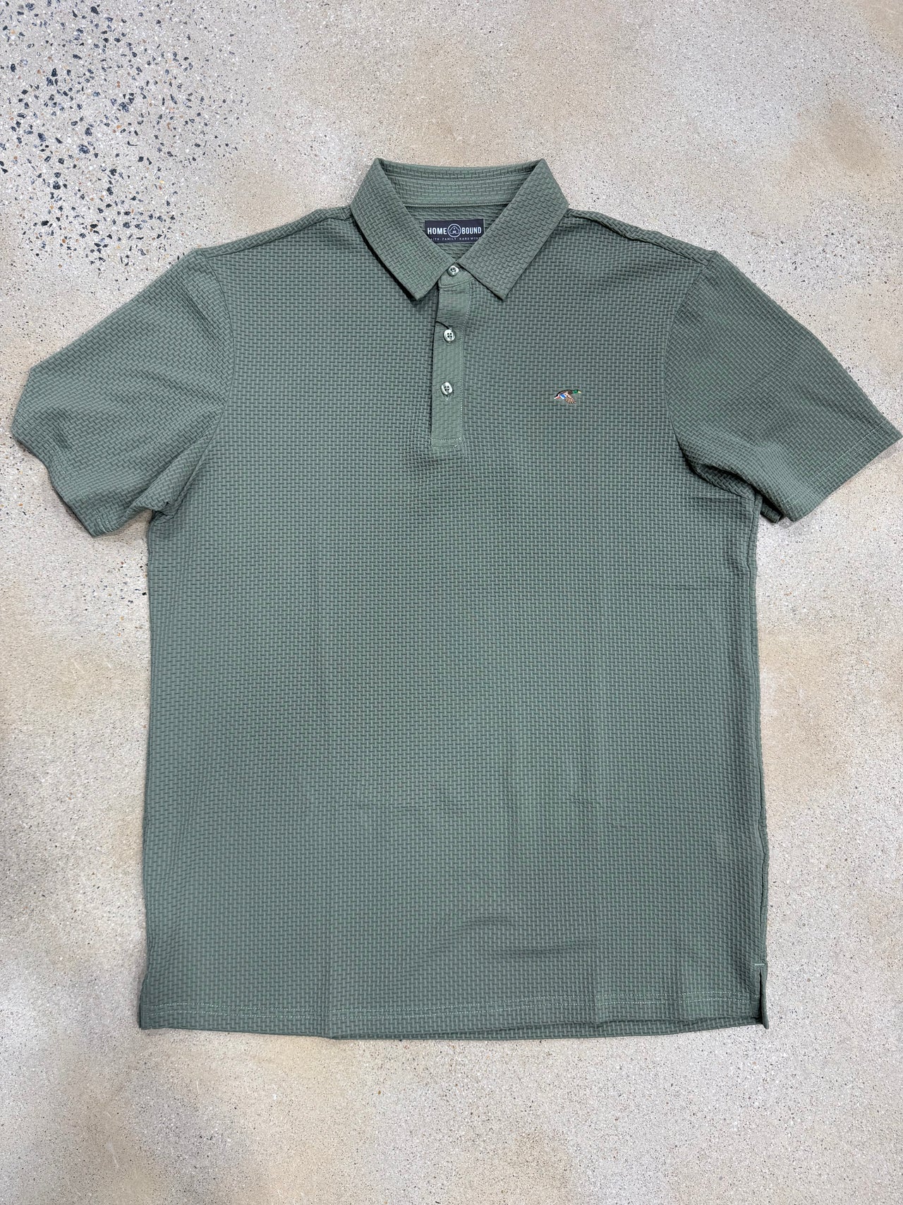 Home Bound Men’s Waffle Texture Seamless Performance Polo – Light Olive