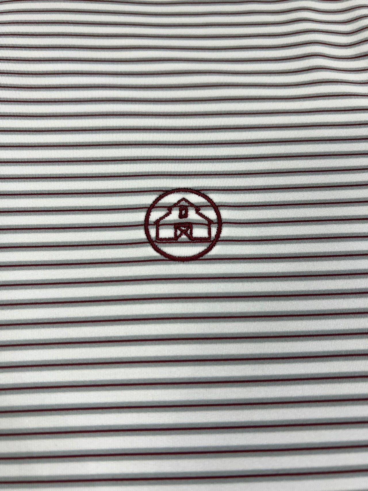 Home Bound Striped Performance Polo - White/Grey/Crimson