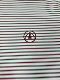 Thumbnail for Home Bound Striped Performance Polo - White/Grey/Crimson