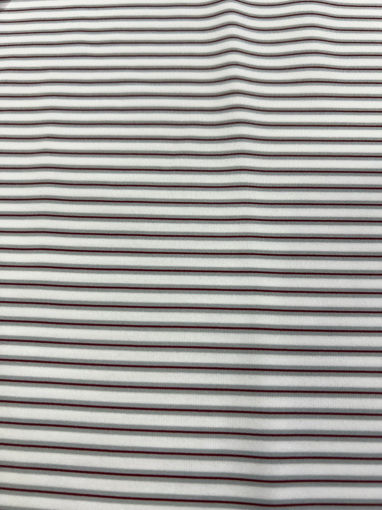 Home Bound Striped Performance Polo - White/Grey/Crimson