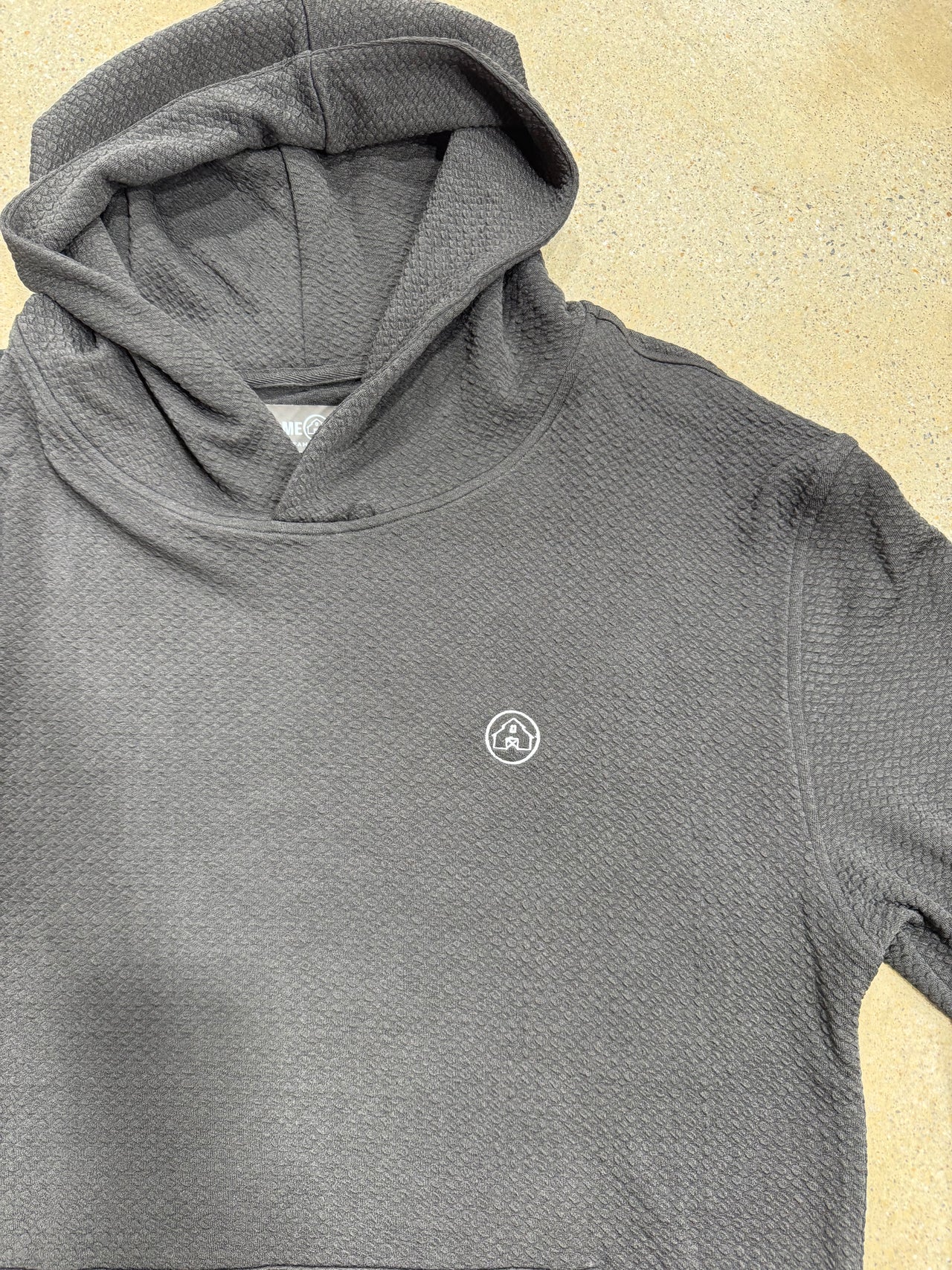 Home Bound Waffle Textured Lightweight Hoodie – Black