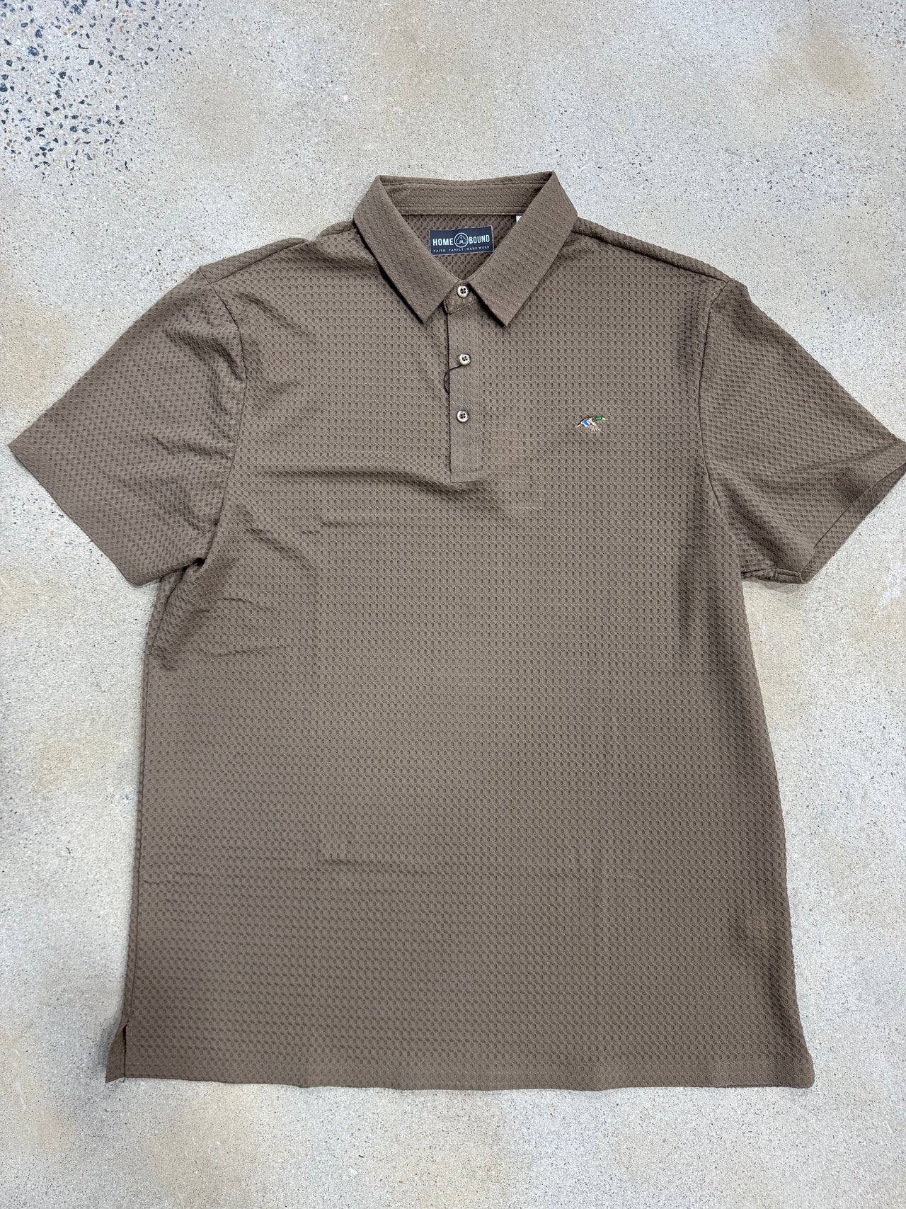 Home Bound Men’s Waffle Texture Seamless Performance Polo – Chestnut Brown