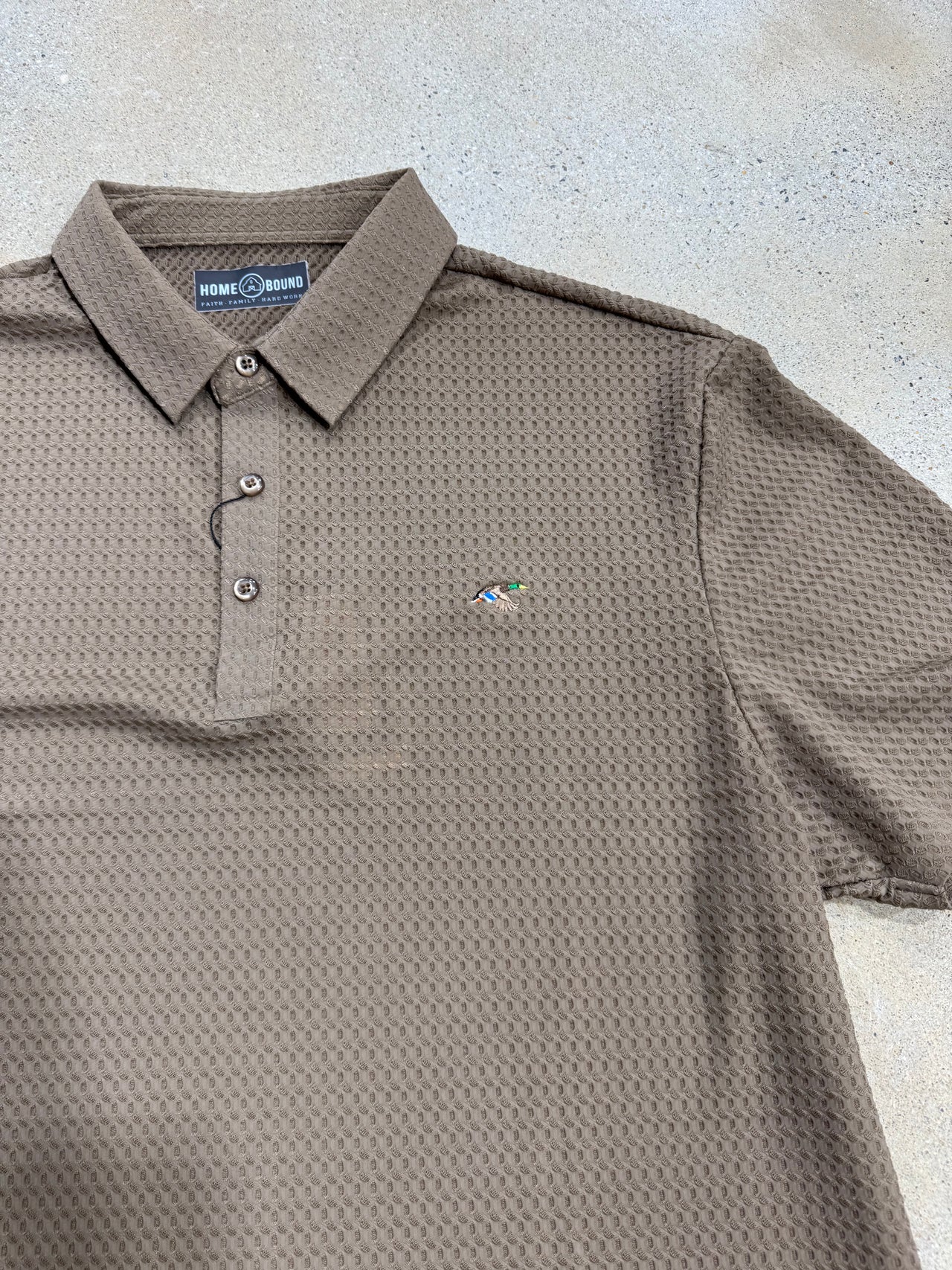 Home Bound Men’s Waffle Texture Seamless Performance Polo – Chestnut Brown