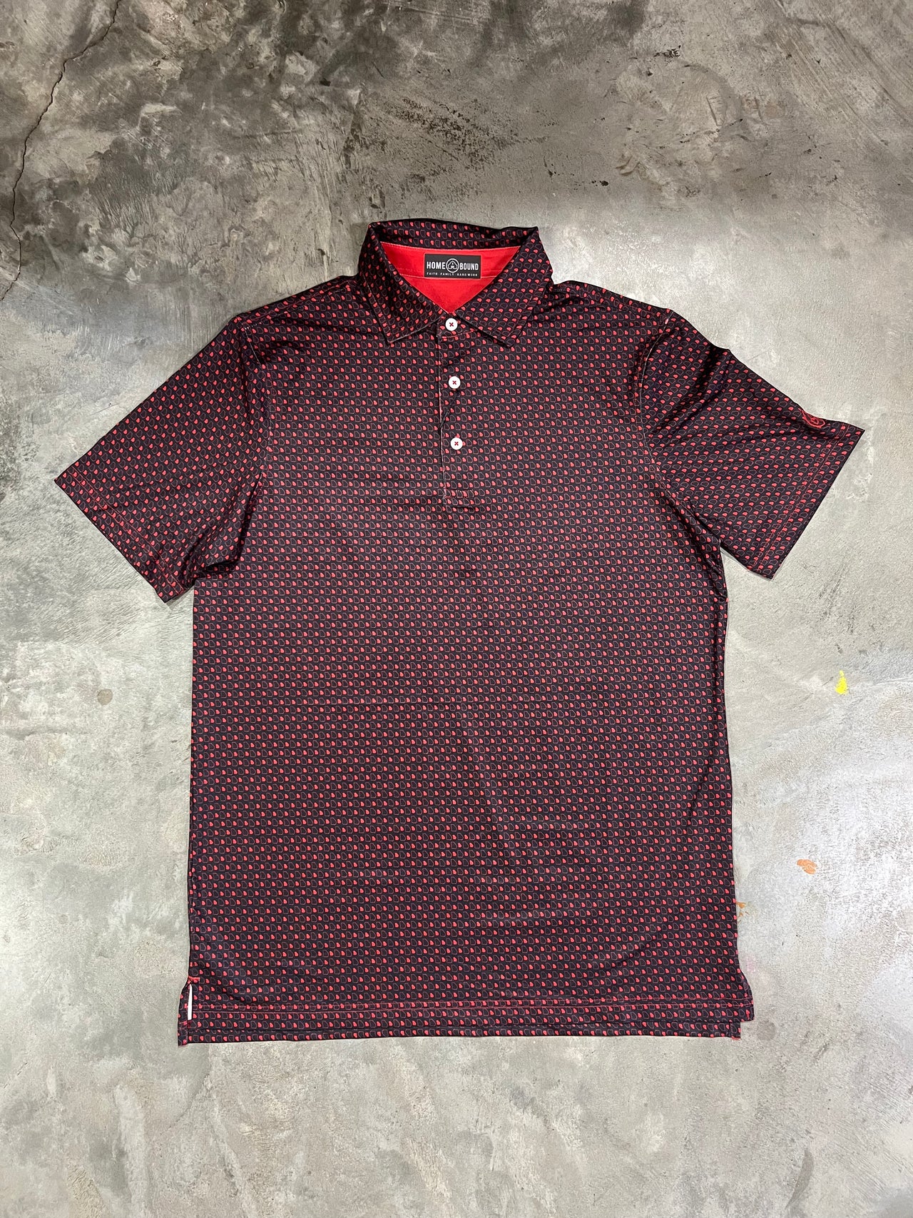 Home Bound Georgia State Outline Performance Polo - Red/Black