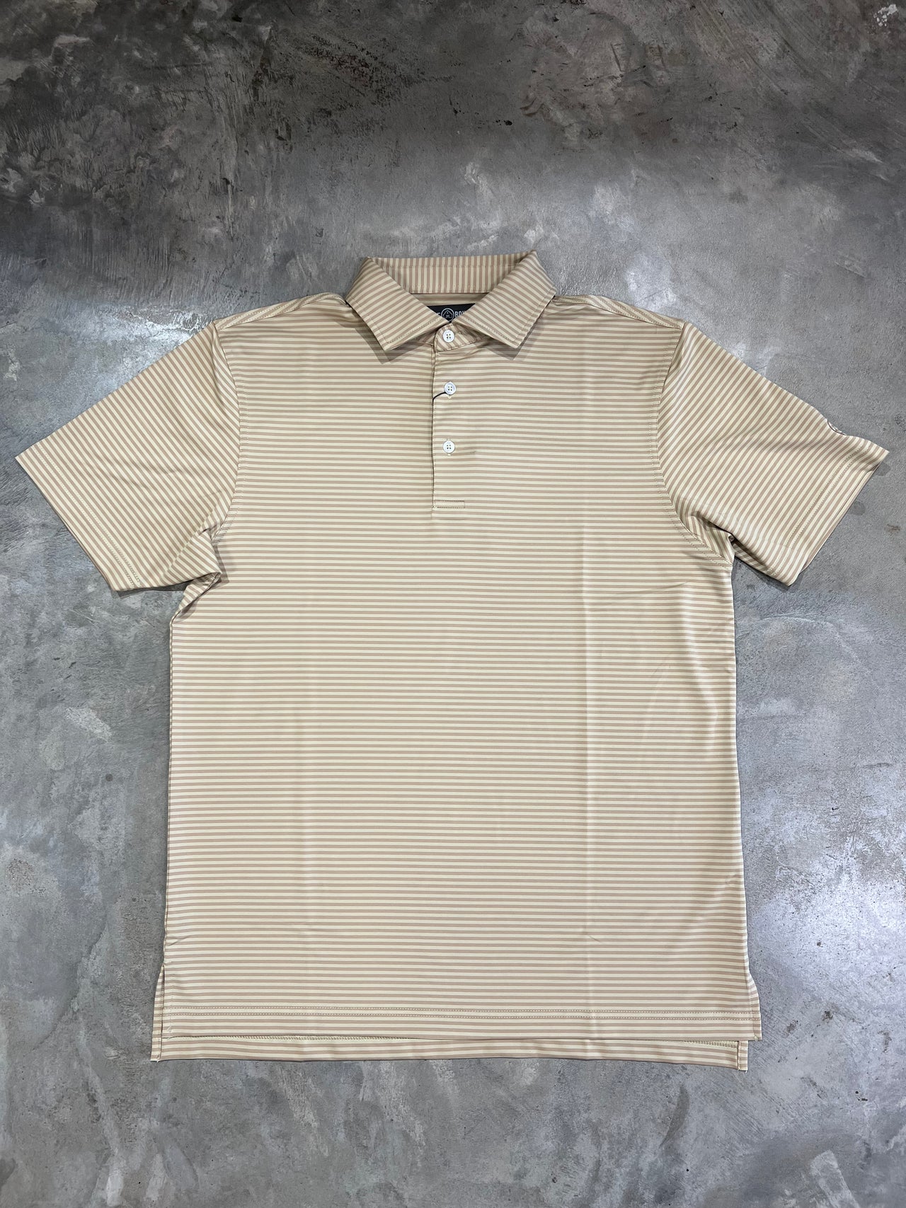 Home Bound Apparel Striped Performance Polo - Loden/Natural