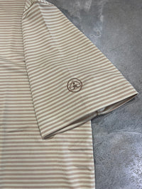 Thumbnail for Home Bound Apparel Striped Performance Polo - Loden/Natural