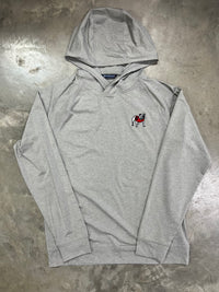 Thumbnail for UGA Standing Dog Cutter & Buck Adapt Knit Recycled Mens Heathered Hooded Pullover - Grey