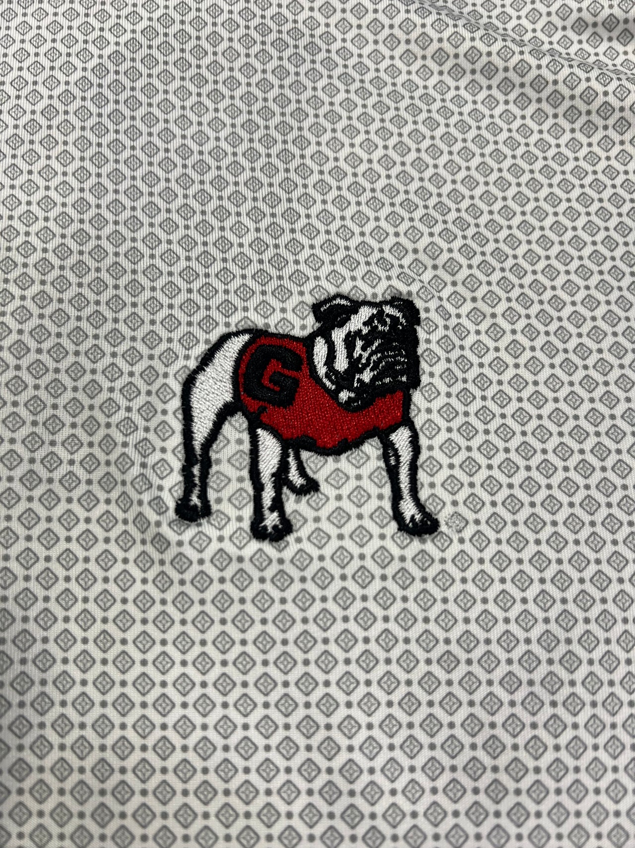 UGA Standing Dog Cutter & Buck Pike Eco Diamond Dot Print Recycled Polo - White