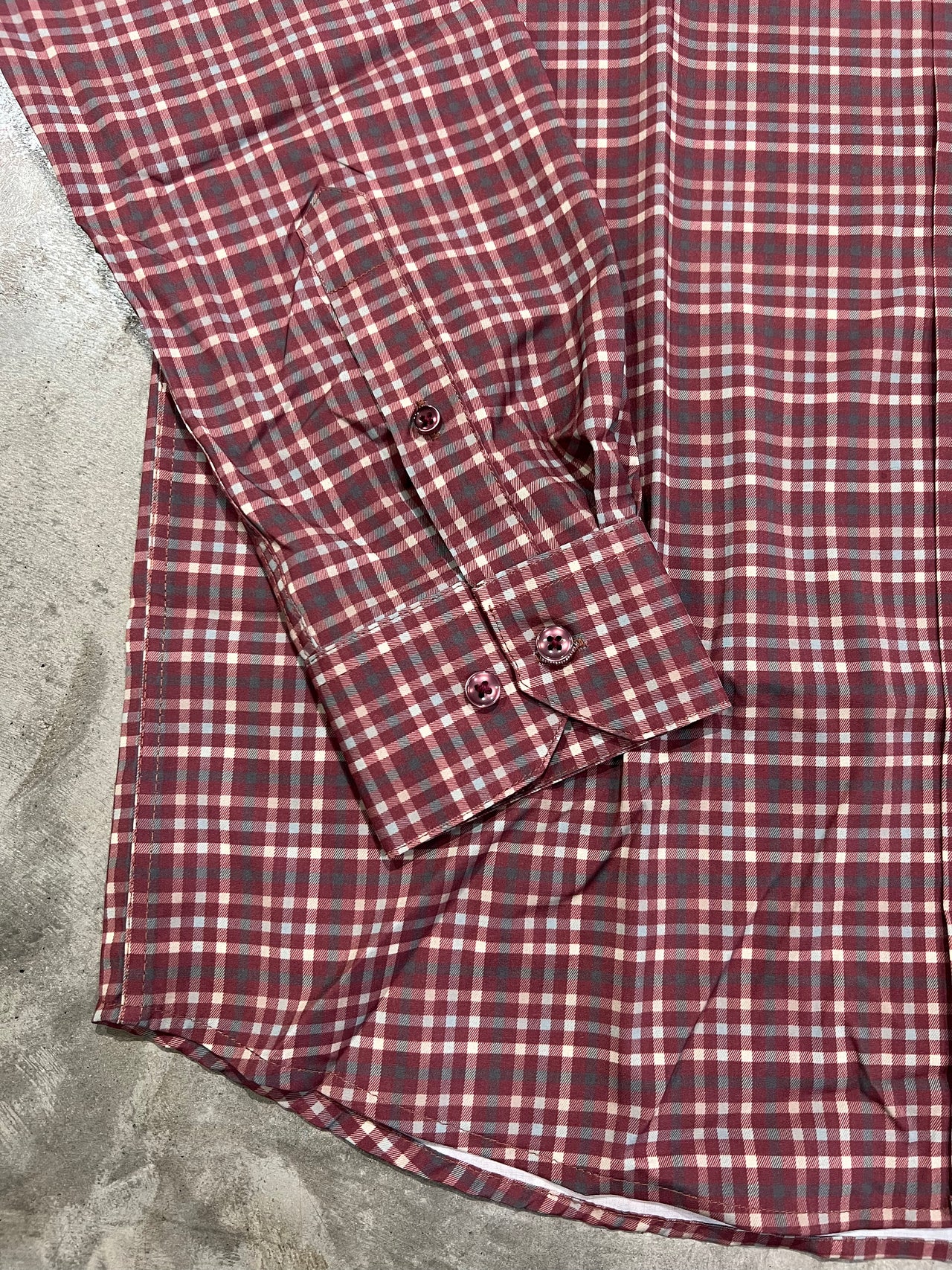 Home Bound Performance Long Sleeve Button Down Dress Shirt - Red Checkered