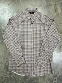 Thumbnail for Home Bound Performance Long Sleeve Button Down Dress Shirt - Taupe Checkered