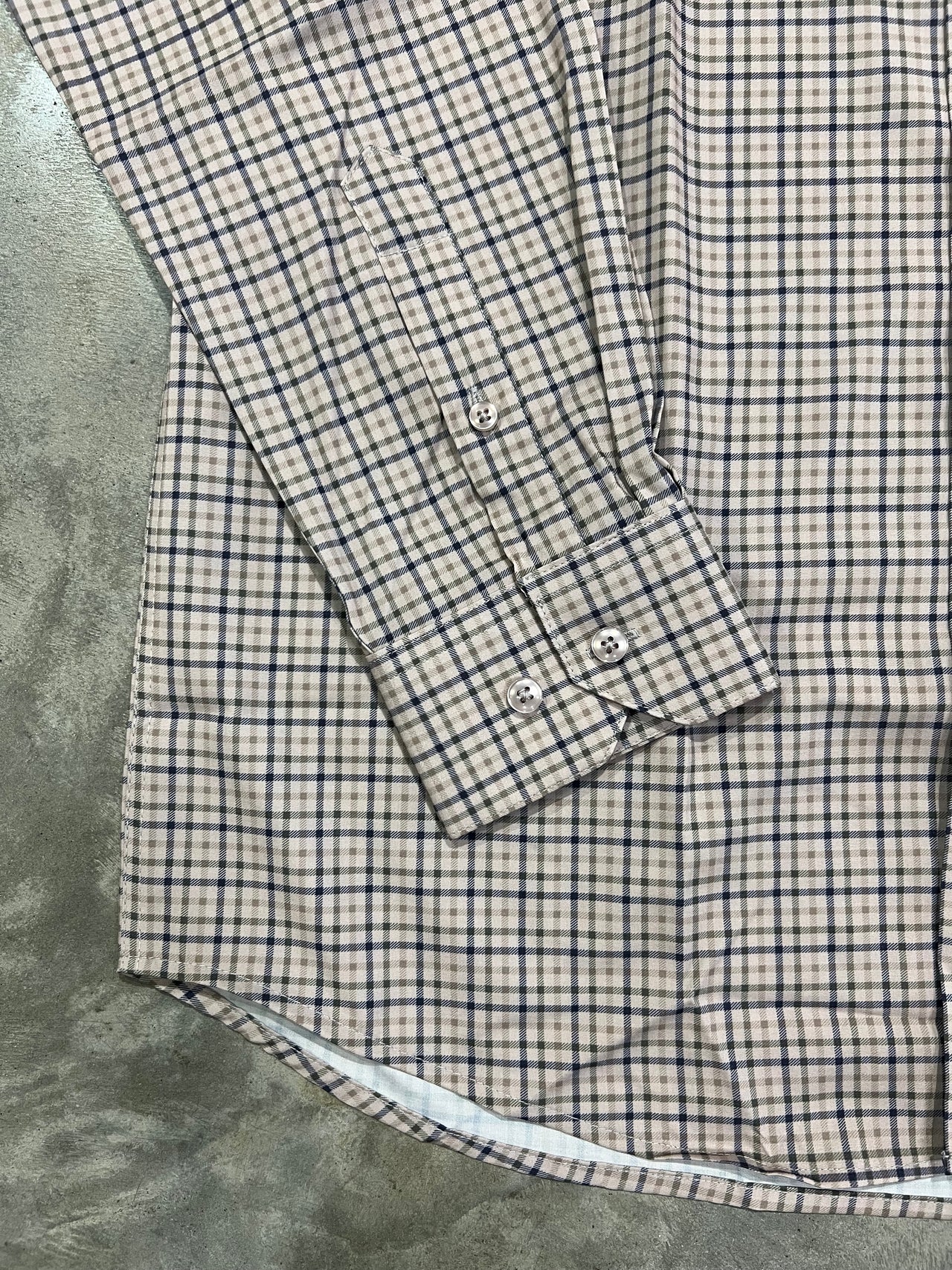 Home Bound Performance Long Sleeve Button Down Dress Shirt - Taupe Checkered