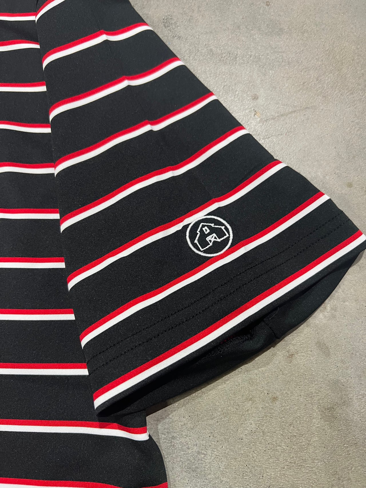 Home Bound Striped Performance Polo - Black/Red/White
