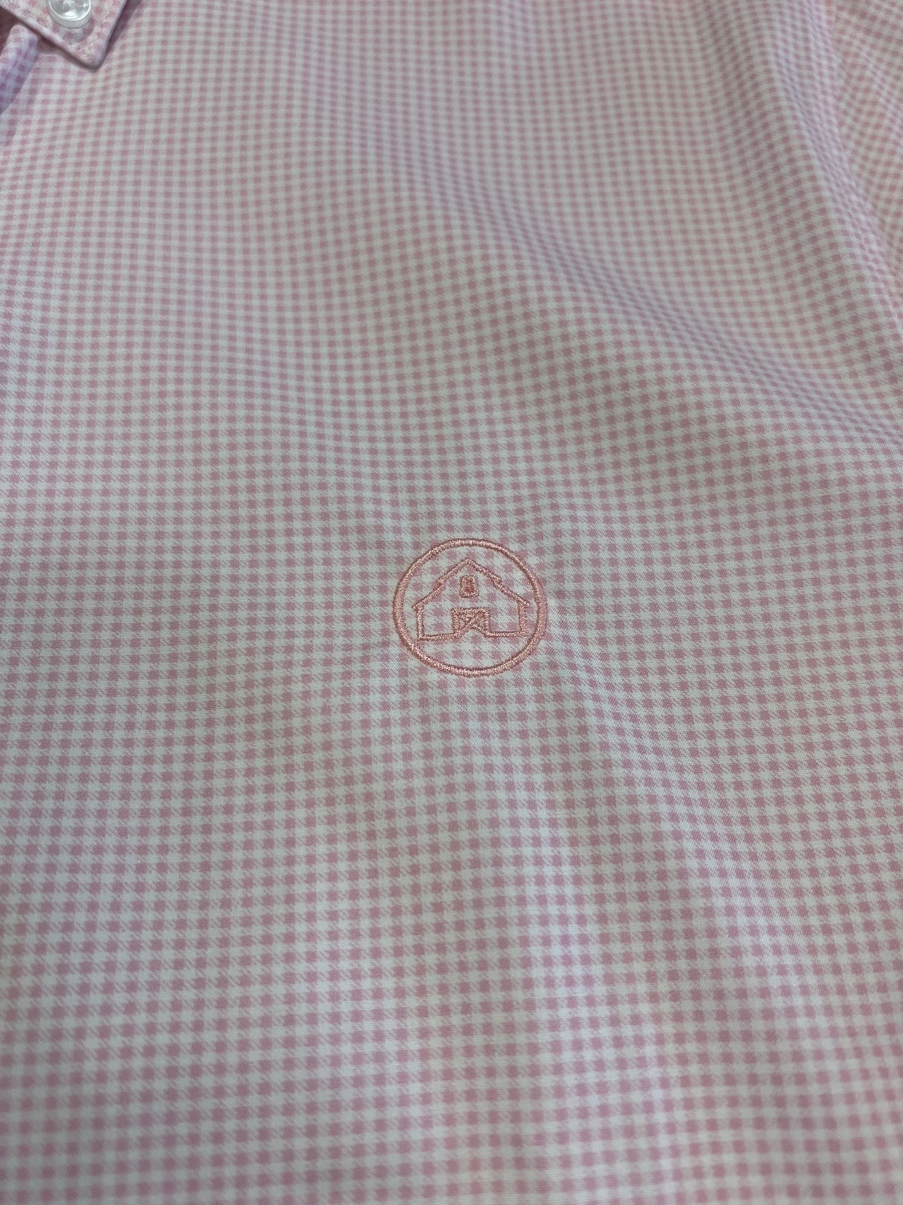 Home Bound Light Pink Checkered Performance LS Button Down