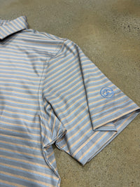 Thumbnail for Home Bound Striped Performance Polo-Peach/Sky/Grey
