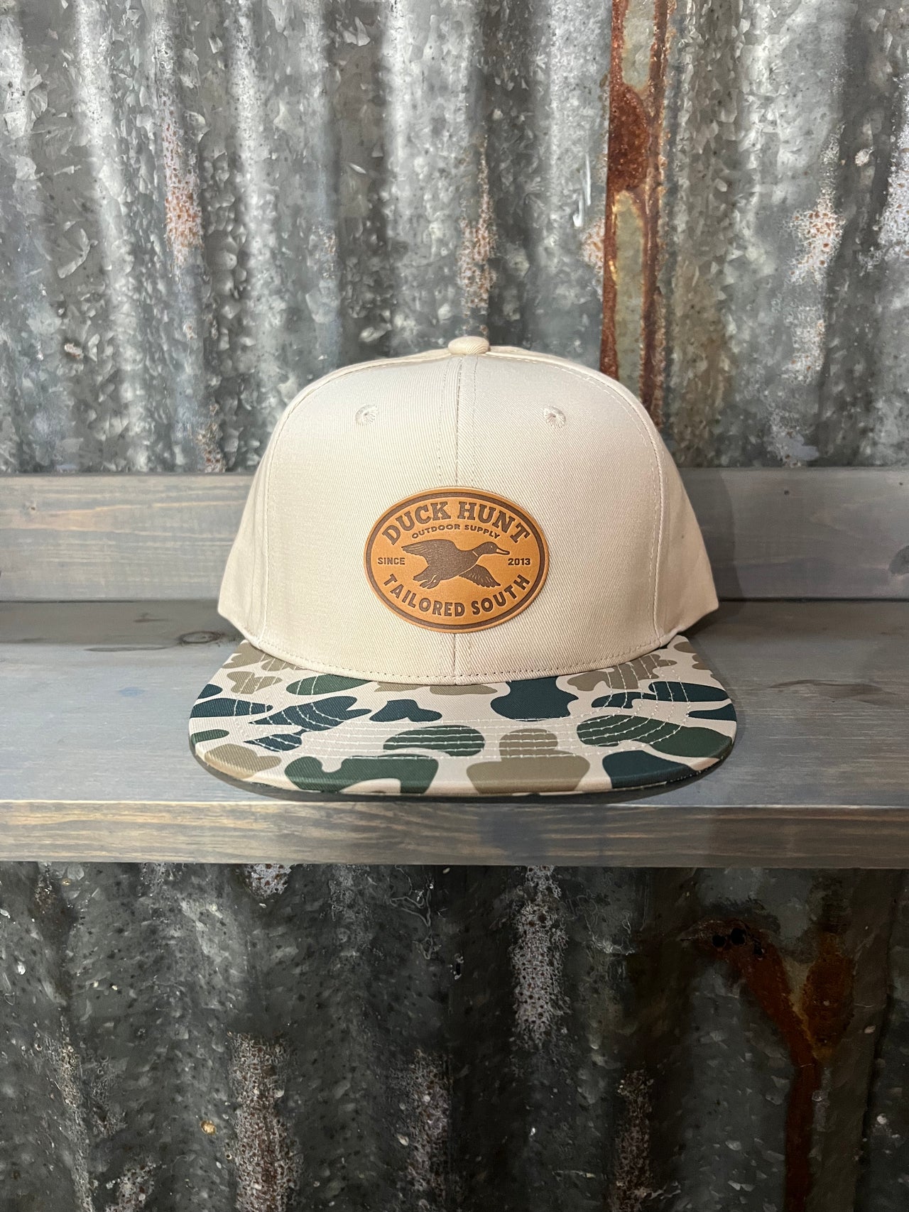 Tailored South Duck Hunter Leather Patch Cap - Beige/Camo