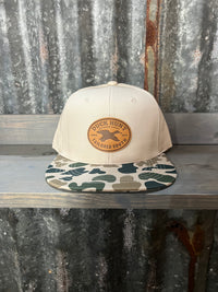 Thumbnail for Tailored South Duck Hunter Leather Patch Cap - Beige/Camo