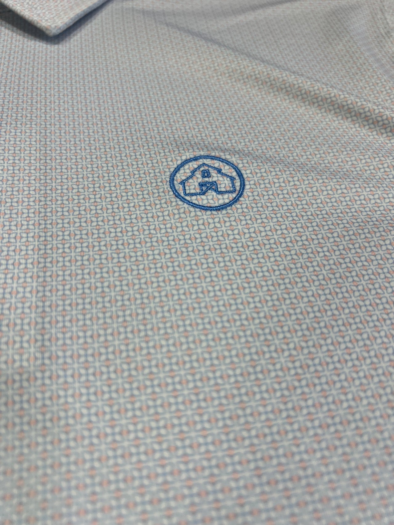 Home Bound Fairway Microprint Performance Polo – White/Blue/Pink