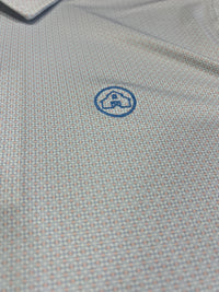 Thumbnail for Home Bound Fairway Microprint Performance Polo – White/Blue/Pink