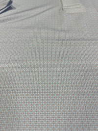 Thumbnail for Home Bound Fairway Microprint Performance Polo – White/Blue/Pink