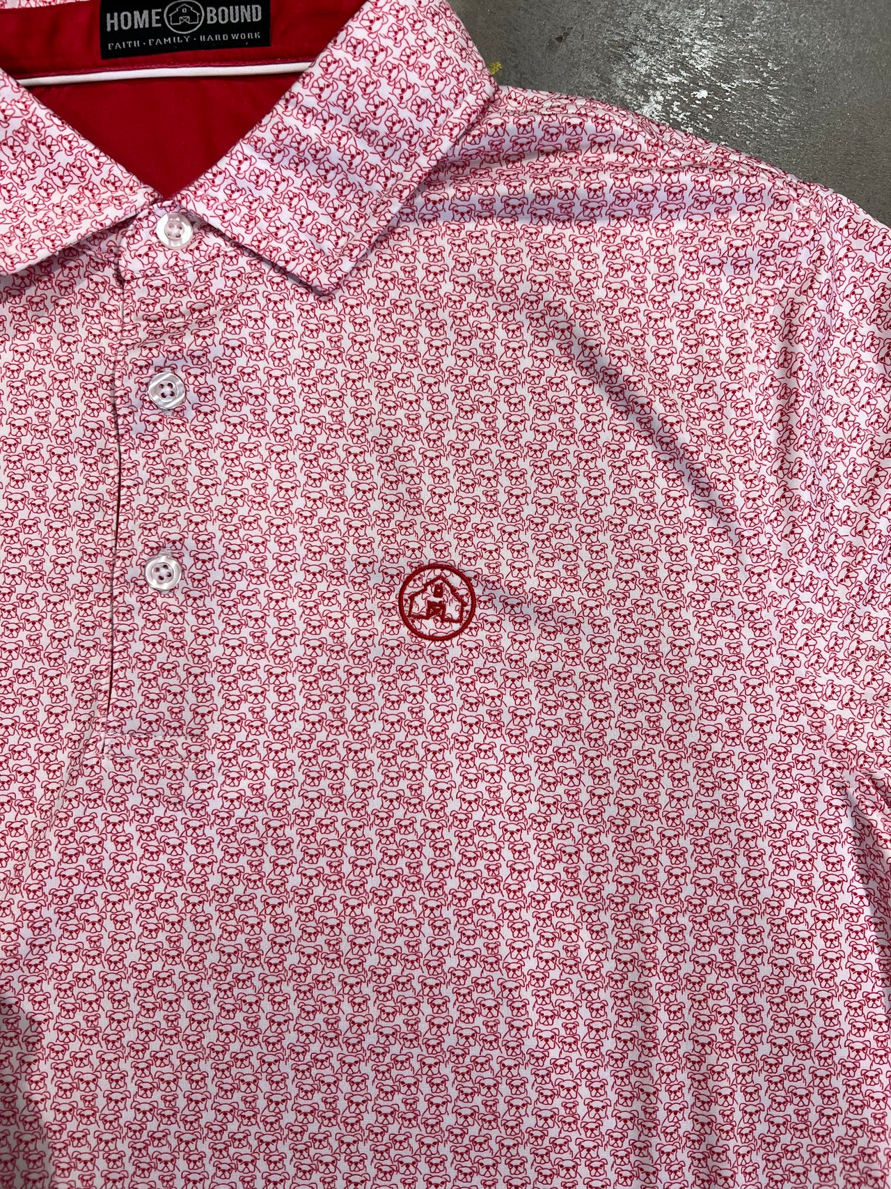 Home Bound Bulldog Mini Print Polo – White