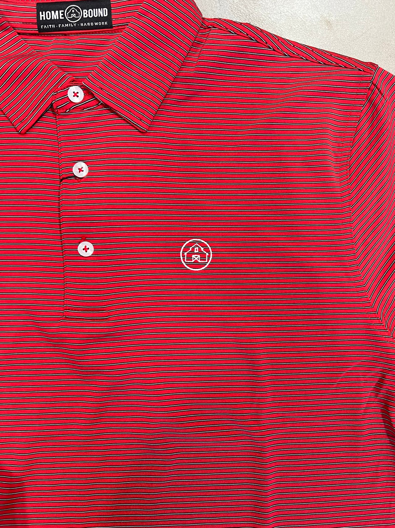 Home Bound Game Day Polo – Red & Black Stripe