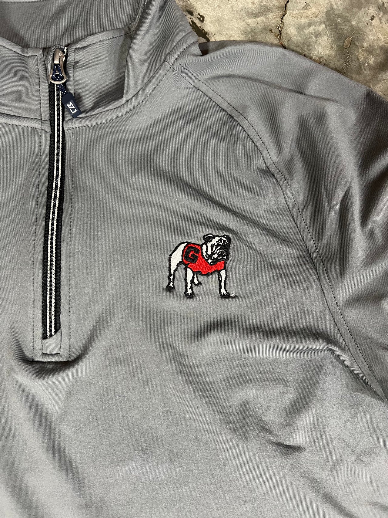 Georgia Bulldogs Cutter & Buck Adapt Eco Knit Heather Mens Quarter Zip Pullover - Elemental Grey