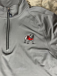 Thumbnail for Georgia Bulldogs Cutter & Buck Adapt Eco Knit Heather Mens Quarter Zip Pullover - Elemental Grey