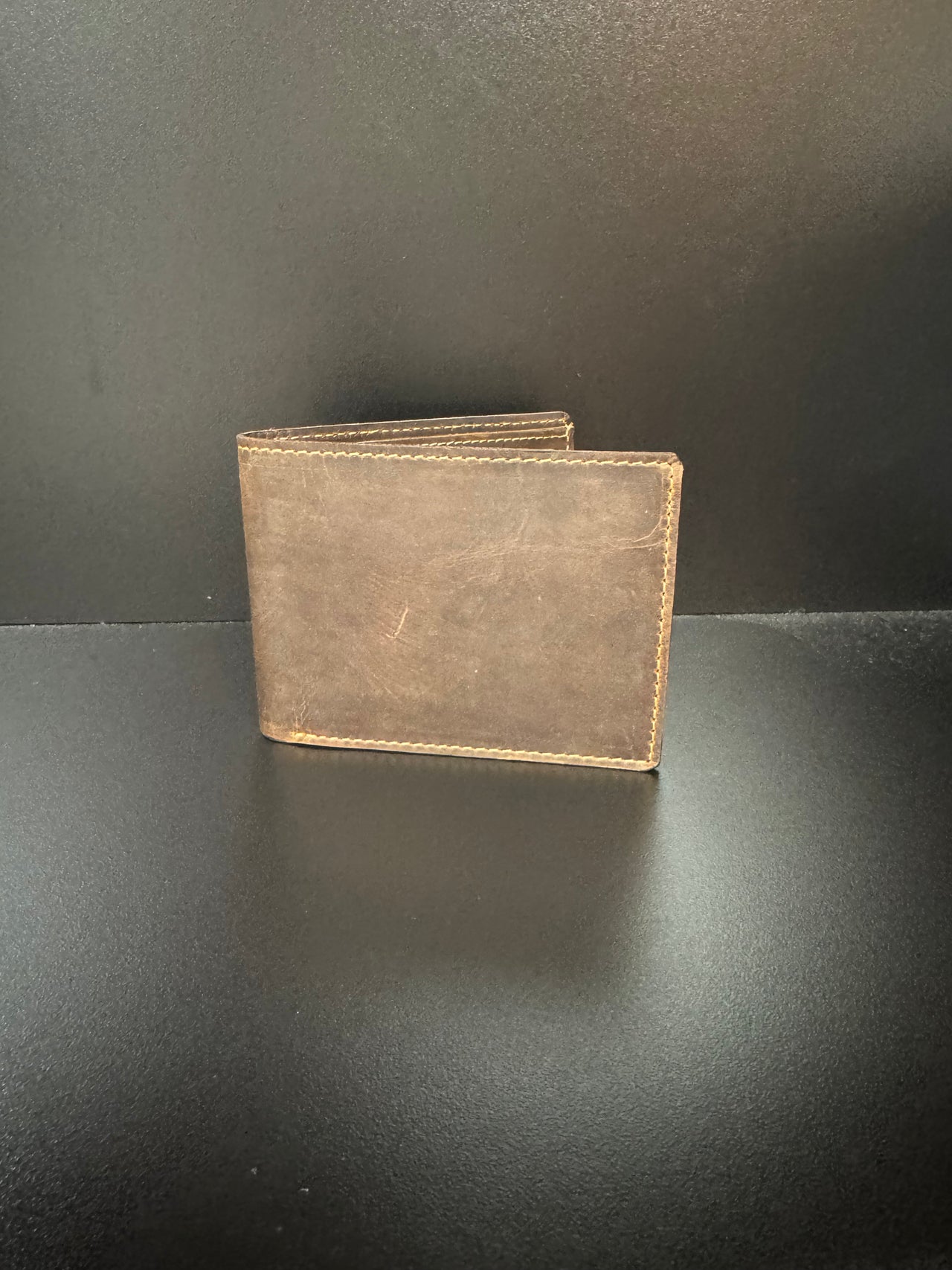 Dark Leather Bi-Fold Wallet