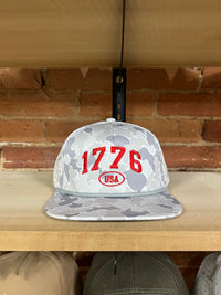 Thumbnail for 1776 USA 5-Panel Performance Rope Hat – White Old School Camo