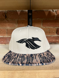 Thumbnail for Wood Duck Puff Embroidered Camo Bill Hat – Beige/Bottomland