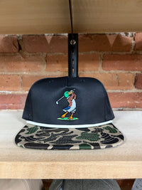 Thumbnail for Golfing Mallard Camo Bill Rope Hat – Black