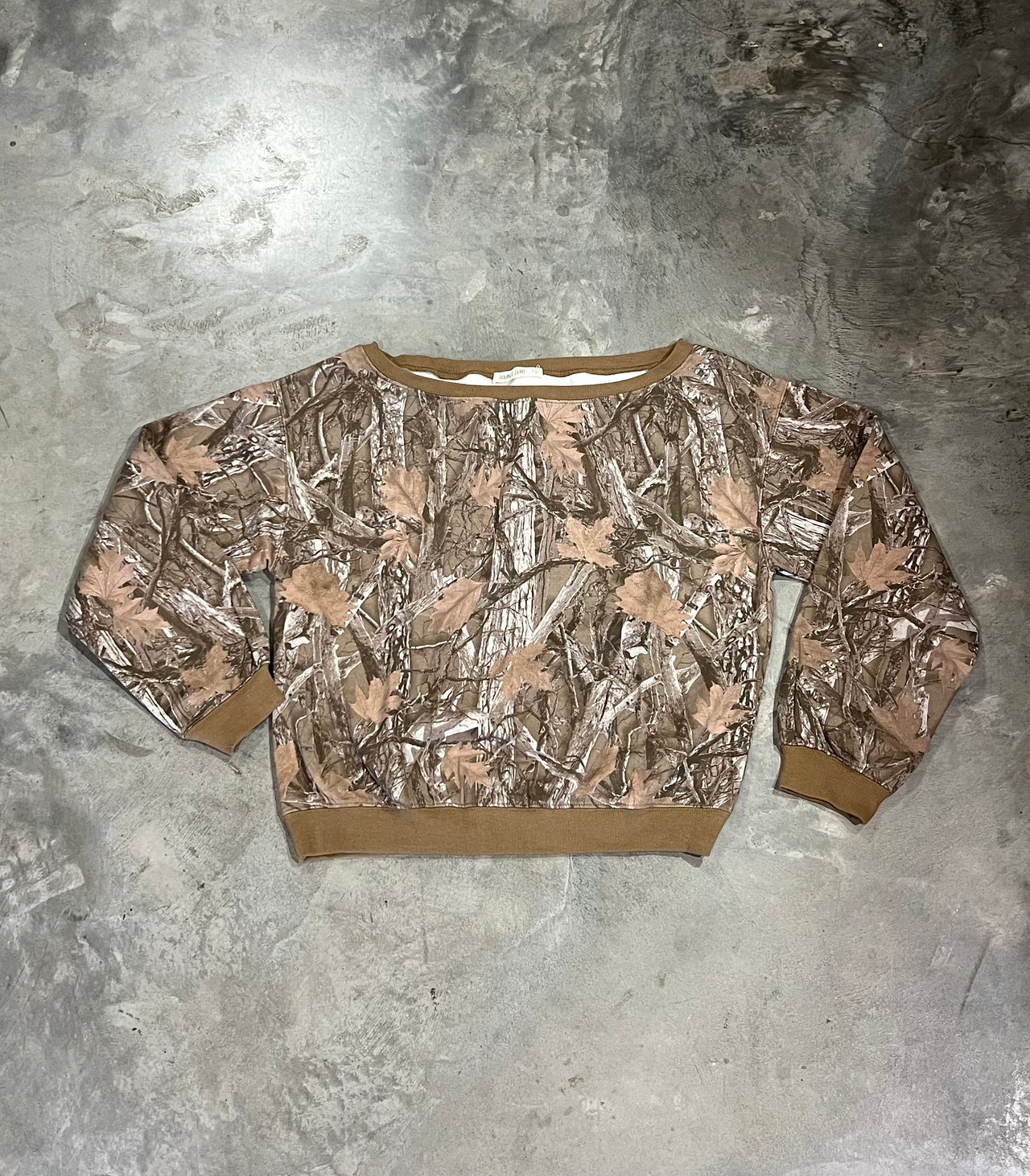 Brown Camo Off The Shoulder Sweatshirt - Brown