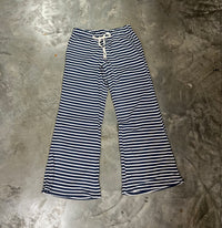 Thumbnail for Low Rise Striped Waffle Knit Pants - Navy
