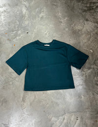 Thumbnail for Relaxed Fit Knit Crewneck Top - Deep Green