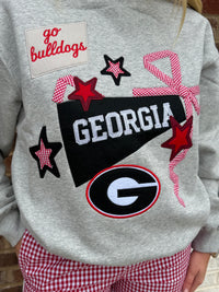 Thumbnail for Georgia Bulldogs Gingham Bow Mockneck