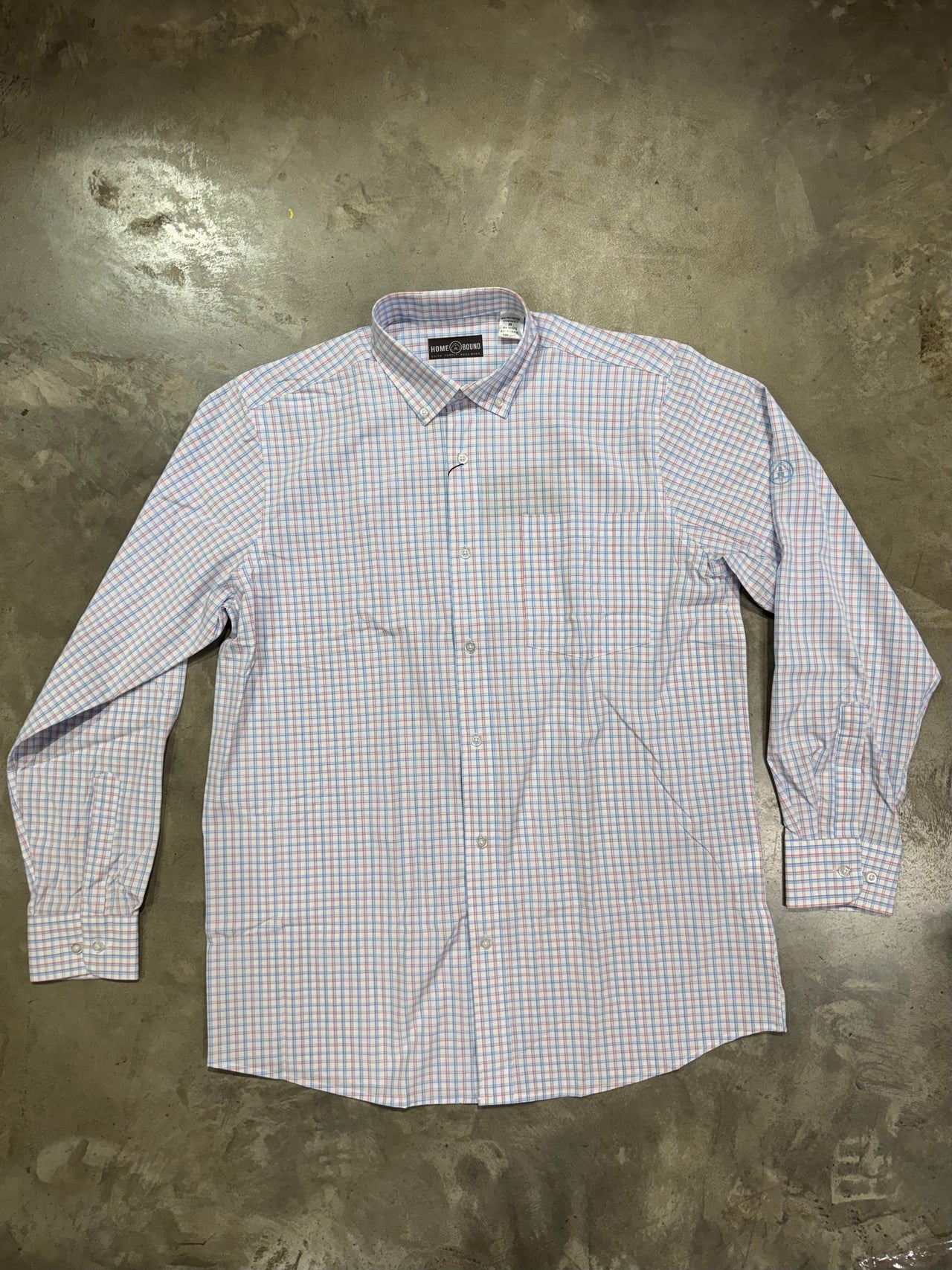 Home Bound Performance Button Down - Salmon/Slate/White